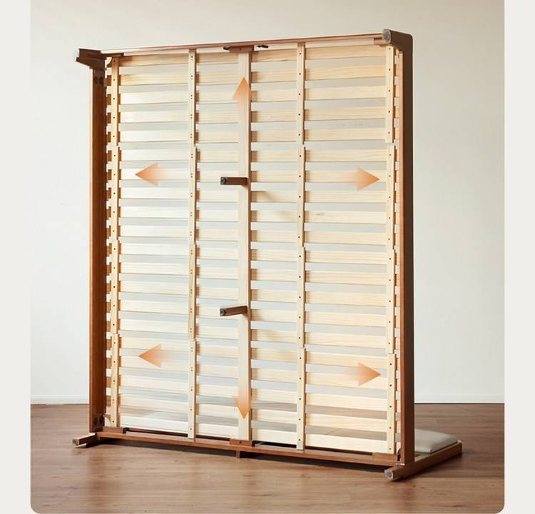 Poplar Solid Wood Bed — Vintage Style with Soft Backrest, Genuine Leather and Edge Finish