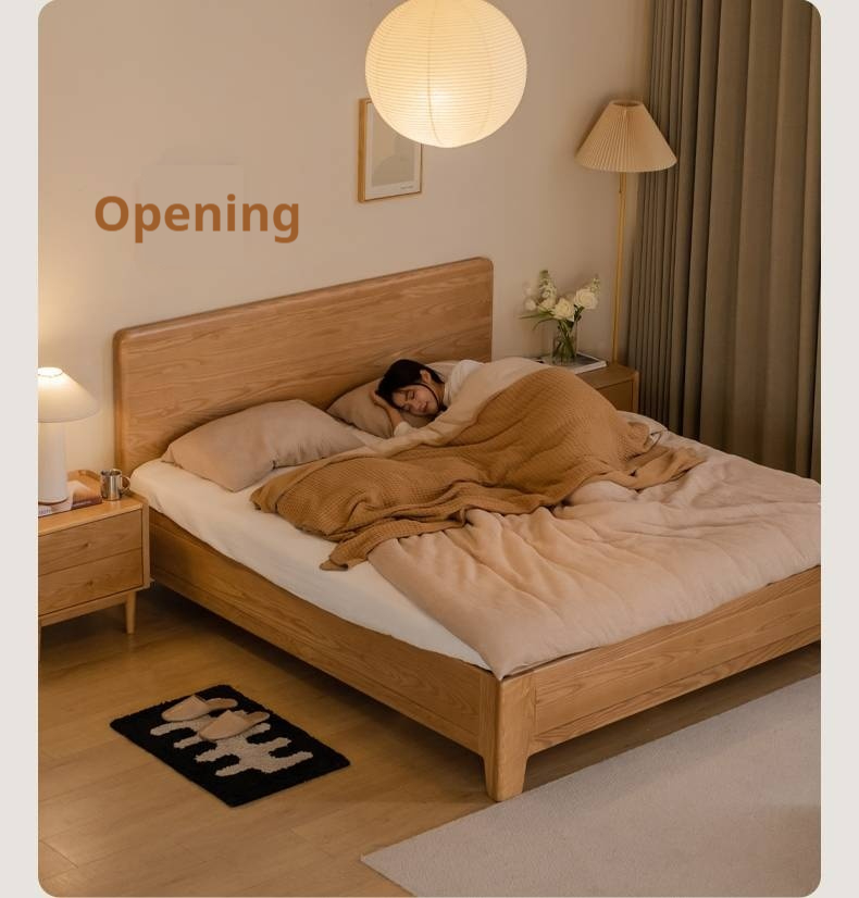 Ash, Oak Solid Wood Modern Minimalist High Box Bed