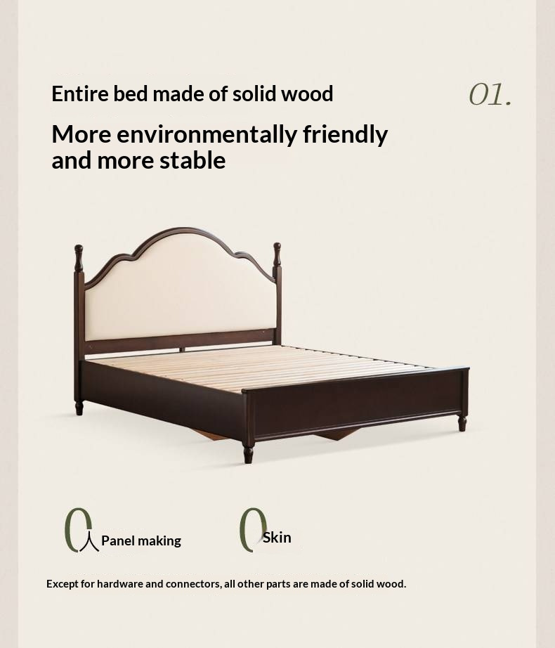 Poplar Solid Wood Box Bed — American Style Vintage with Soft Backrest