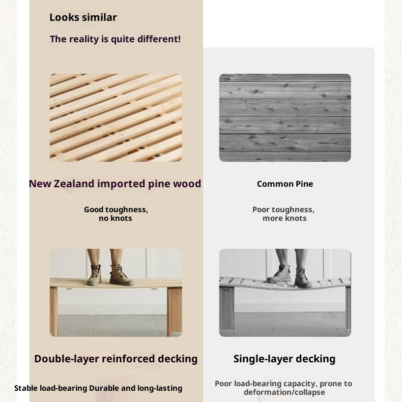 Cherry, Pine, Beech Solid Wood Bed Retro Vintage