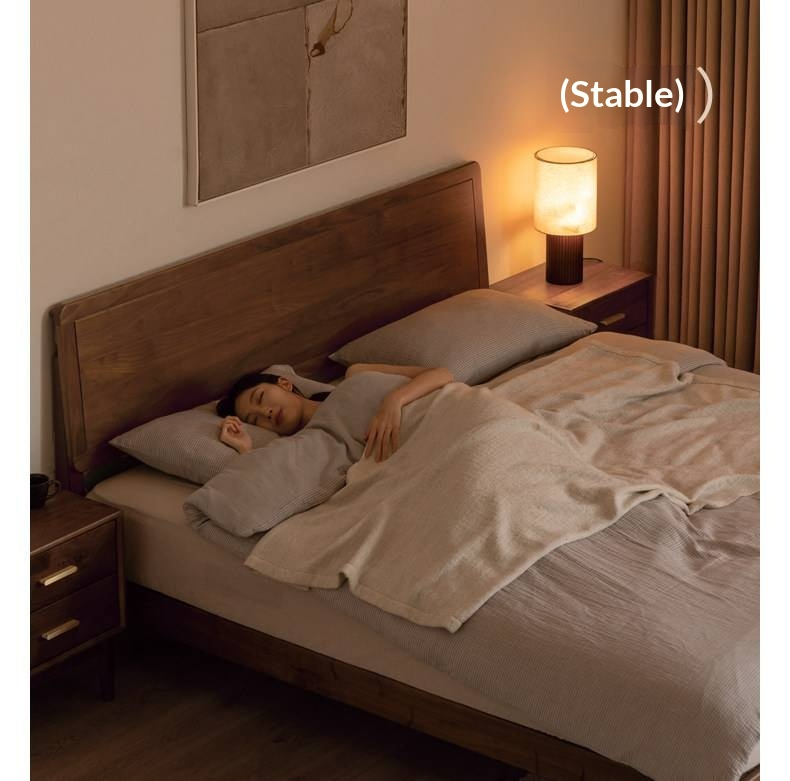 Black Walnut Solid Wood Bed — Modern Minimalist Large Slab Bed