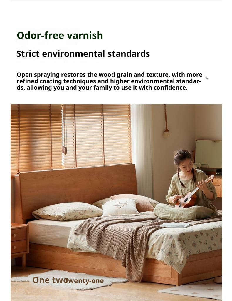 Cherry Solid Wood High-Pressure Box Bed