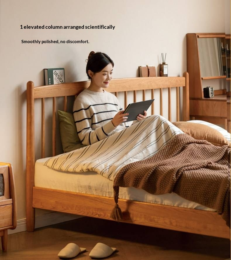 Cherry Solid Wood Bed — Simple Vintage Harp Style Bed