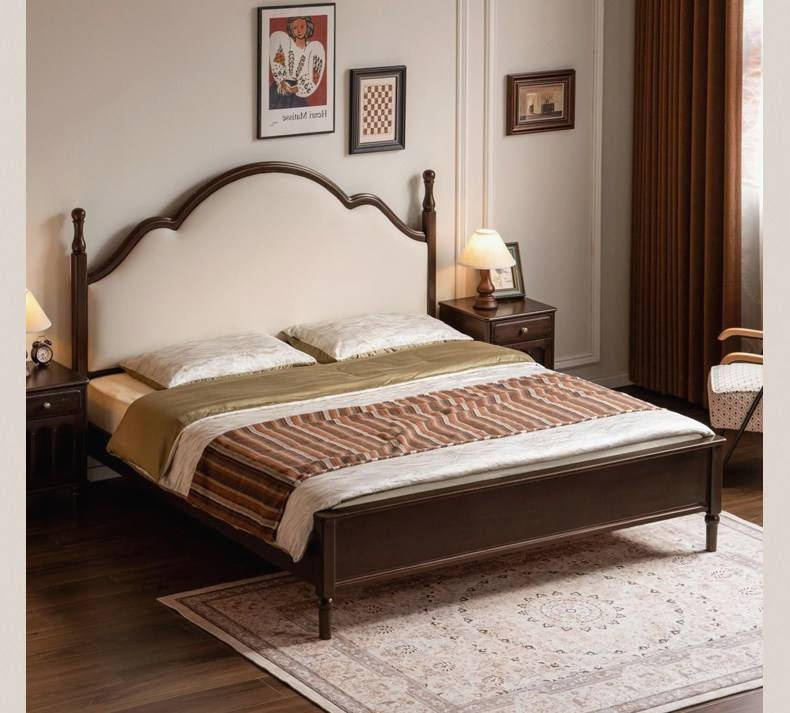 Poplar Solid Wood Box Bed — American Style Vintage with Soft Backrest