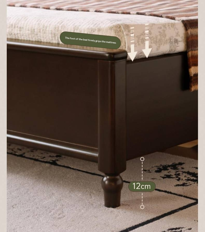 Poplar Solid Wood Box Bed — American Style Vintage with Soft Backrest