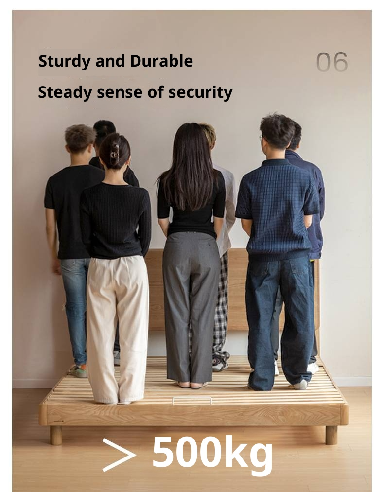 Ash Solid Wood Large Slab Bed Modern Minimalist