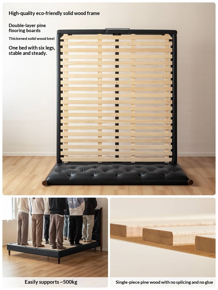 Genuine Leather Luxury Upholstered Bed American Style