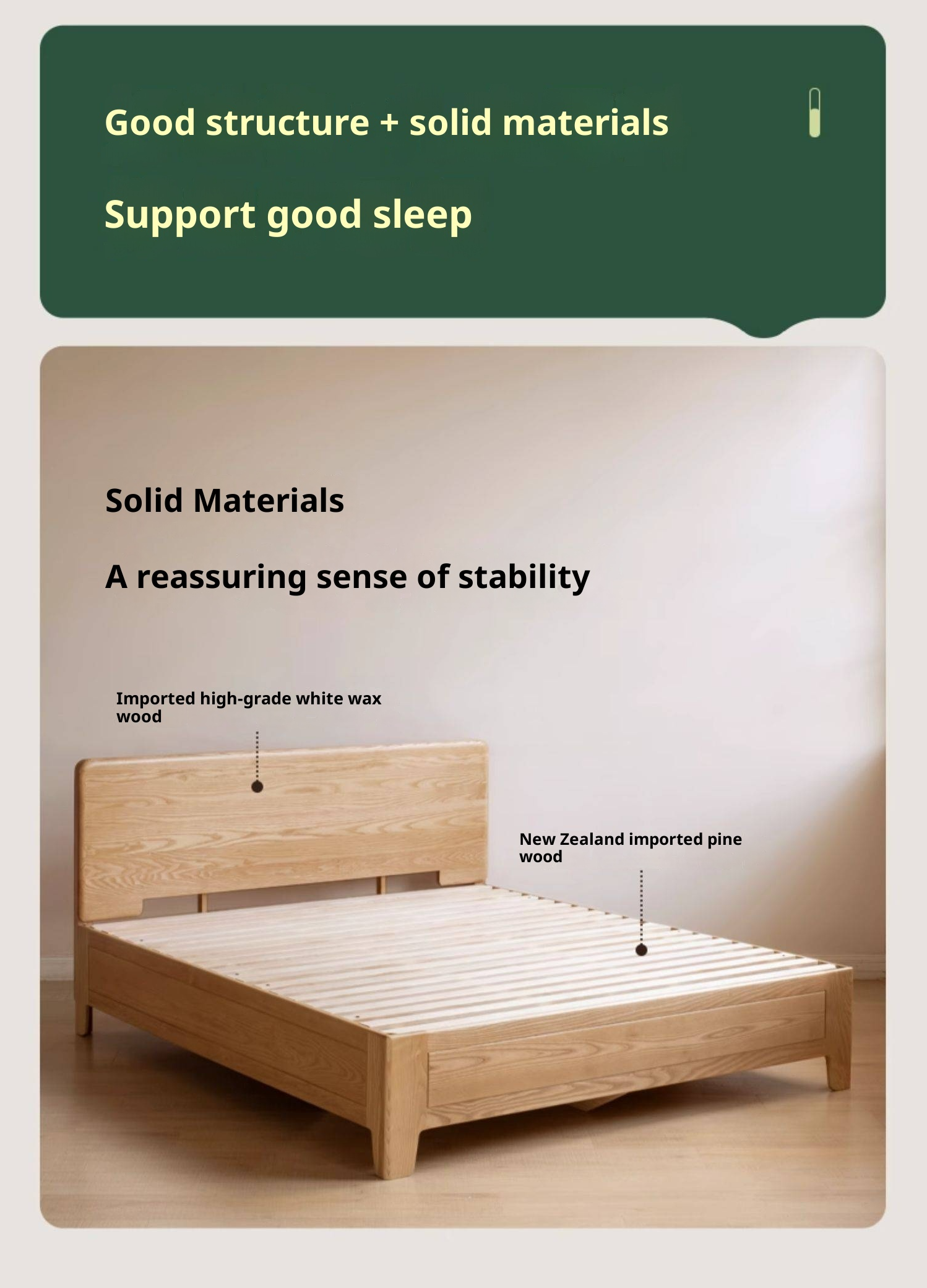 Ash, Oak Solid Wood Modern Minimalist High Box Bed