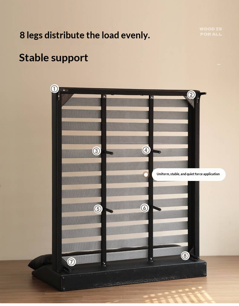 Genuine Leather Upholstered Double Bed in Solid Wood Frame