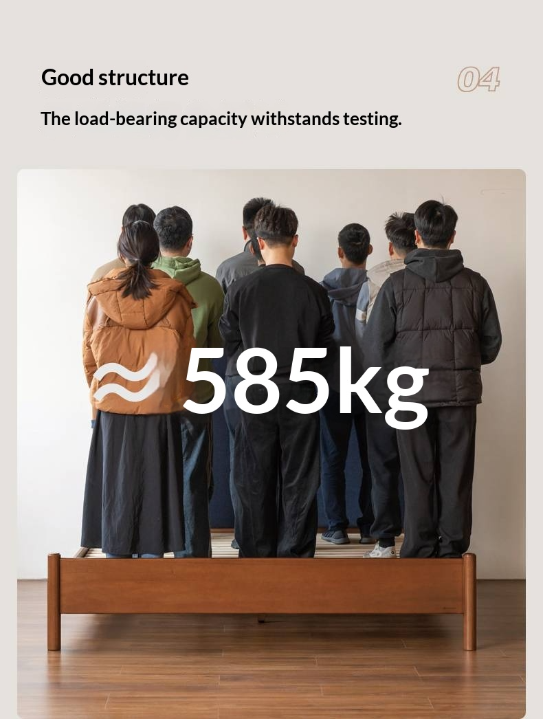 Poplar Solid Wood Bed with Vintage High Backrest and Soft Upholstery