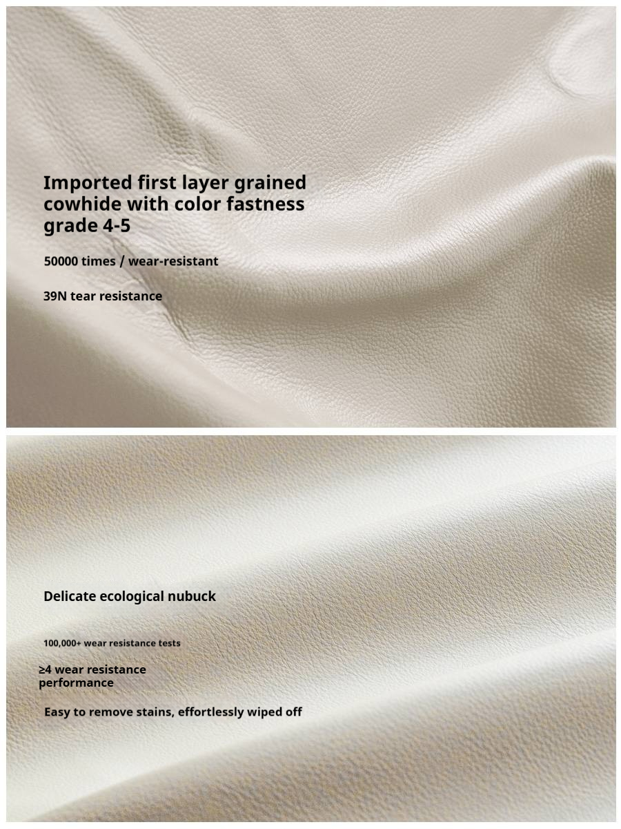 Ash Solid Wood Bed with Top Grain Cowhide Upholstery in Modern Minimalist Style