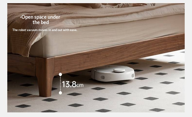 Black Walnut, Sandalwood Solid Wood Bed — Genuine Leather Upholstered, Simple Luxury Design