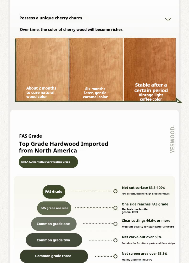 Cherry, Pine, Beech Solid Wood Bed Retro Vintage