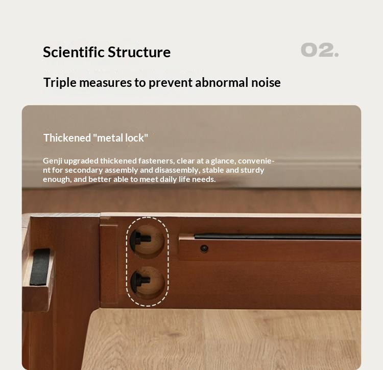 Poplar Solid Wood Bed — Vintage Style with Soft Backrest, Genuine Leather and Edge Finish