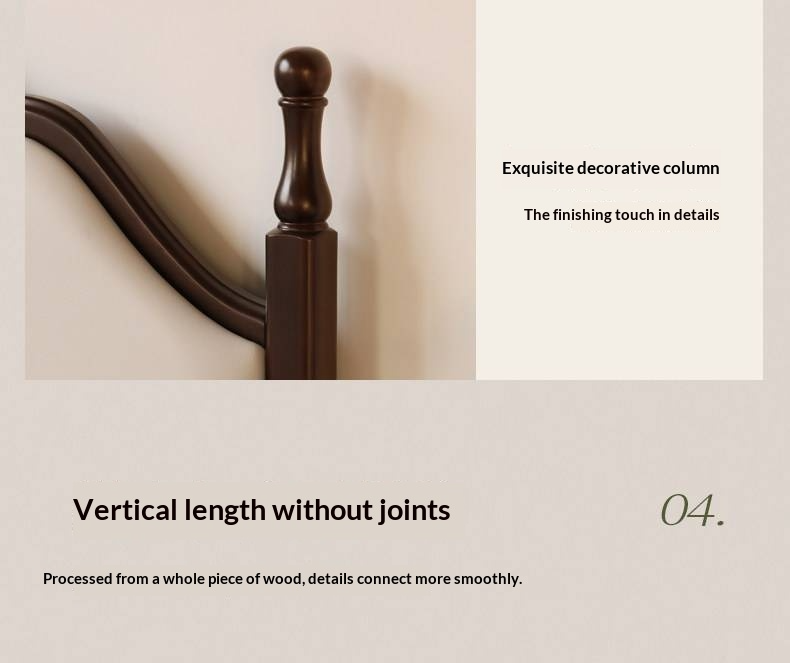 Poplar Solid Wood Box Bed — American Style Vintage with Soft Backrest