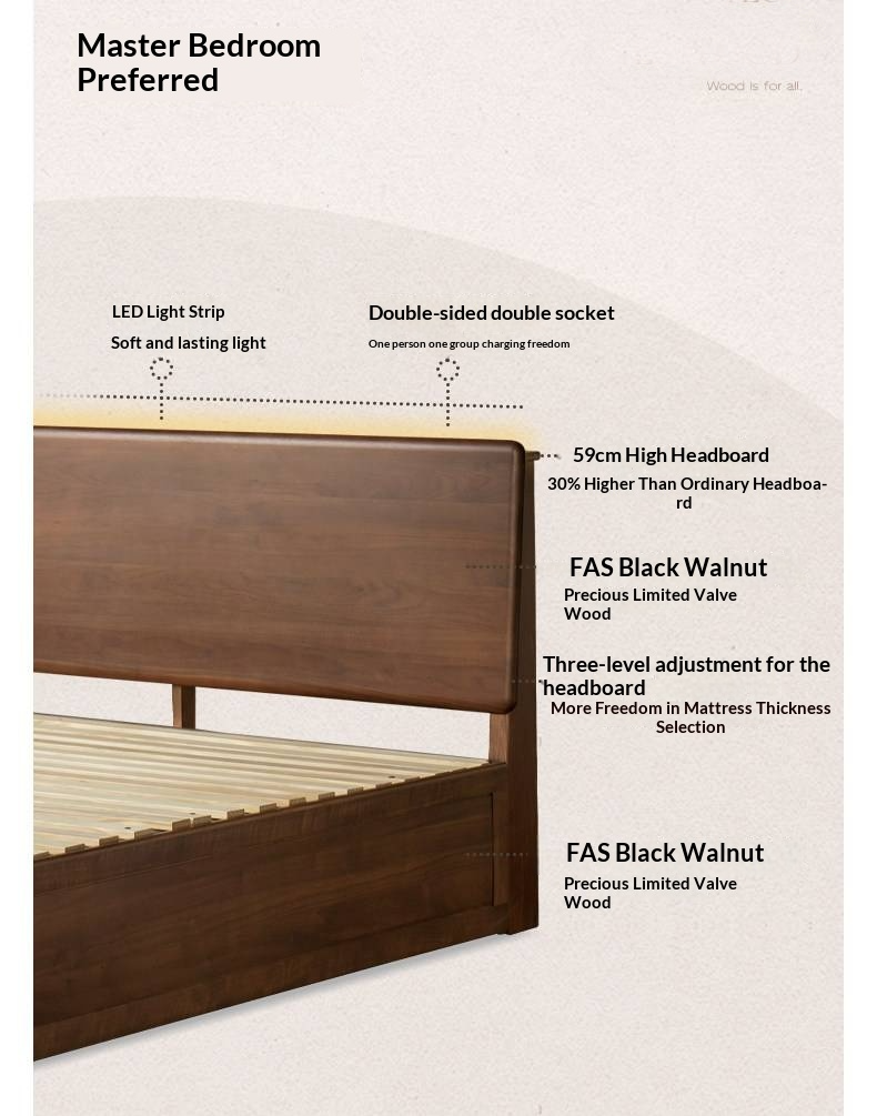Black Walnut Solid Wood Box Bed — Luxury Multifunctional Storage Bed
