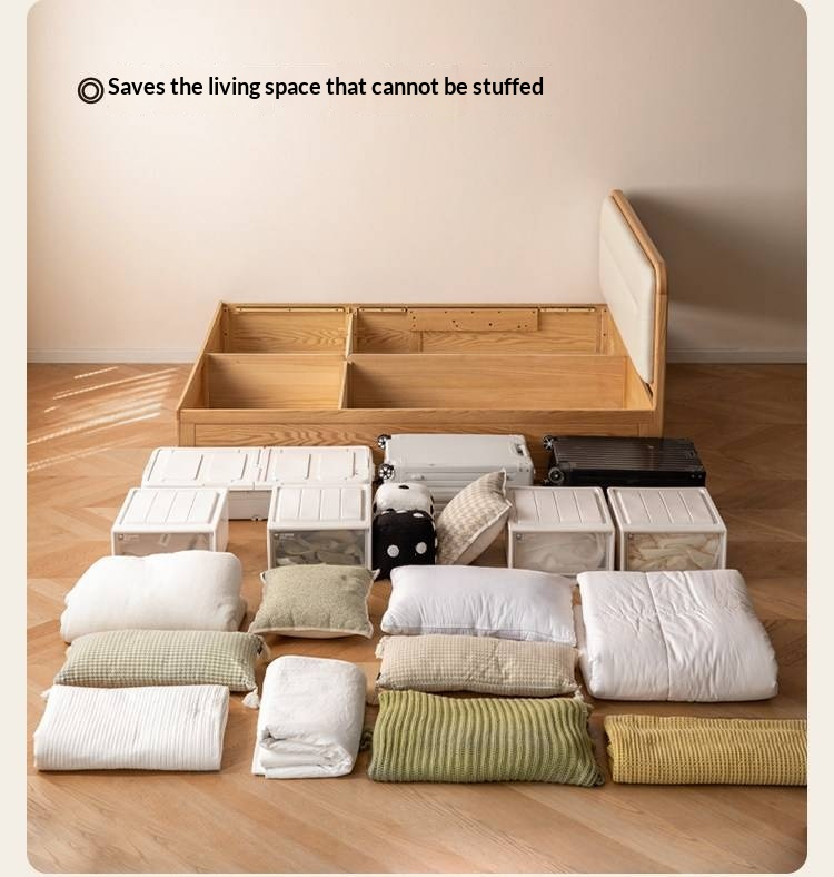 Oak, Rubberwood Solid Wood Bed — Modern Minimalist Box Bed