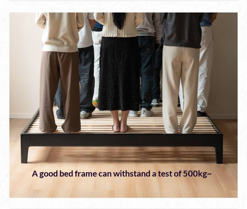 Rubberwood Solid Wood Bed — Modern Minimalist Design with Upholstered Genuine Leather