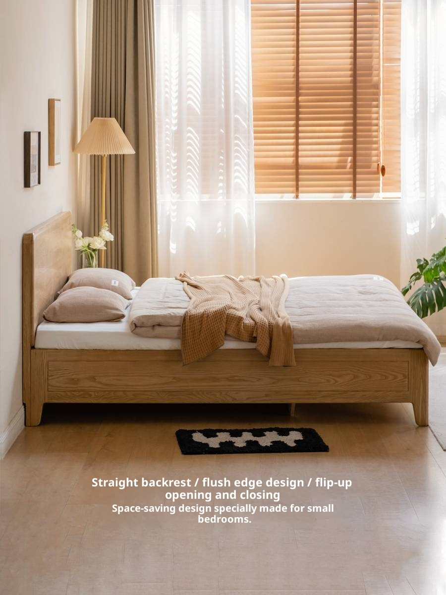 Ash, Oak Solid Wood Modern Minimalist High Box Bed