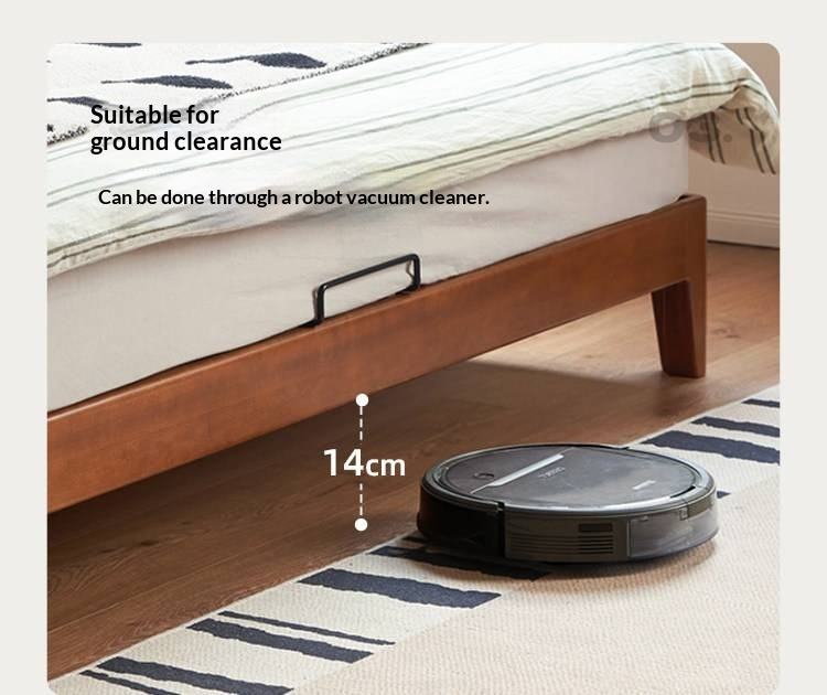 Poplar Solid Wood Bed — Vintage Style with Soft Backrest, Genuine Leather and Edge Finish