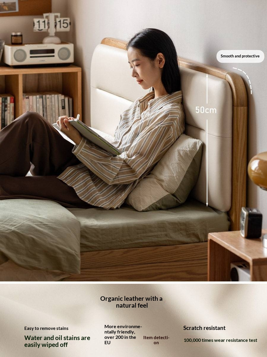 Oak, Rubberwood Solid Wood Bed — Modern Minimalist Box Bed