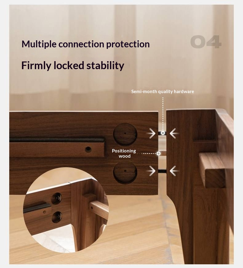 Black Walnut, Sandalwood Solid Wood Bed — Genuine Leather Upholstered, Simple Luxury Design