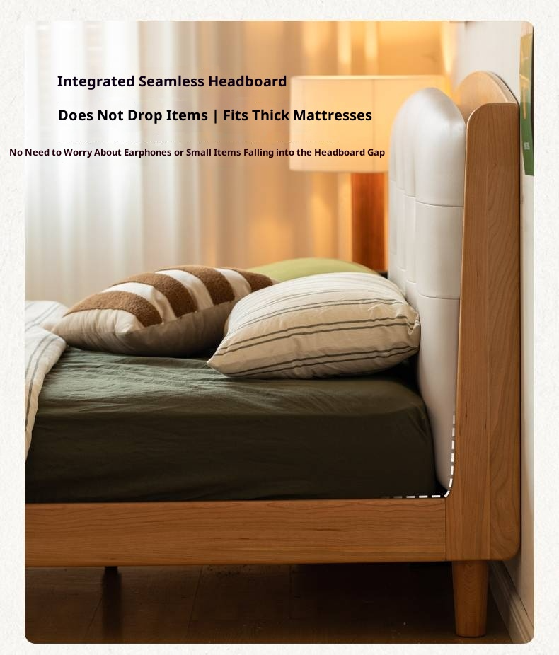 Cherry, Pine, Beech Solid Wood Bed Retro Vintage