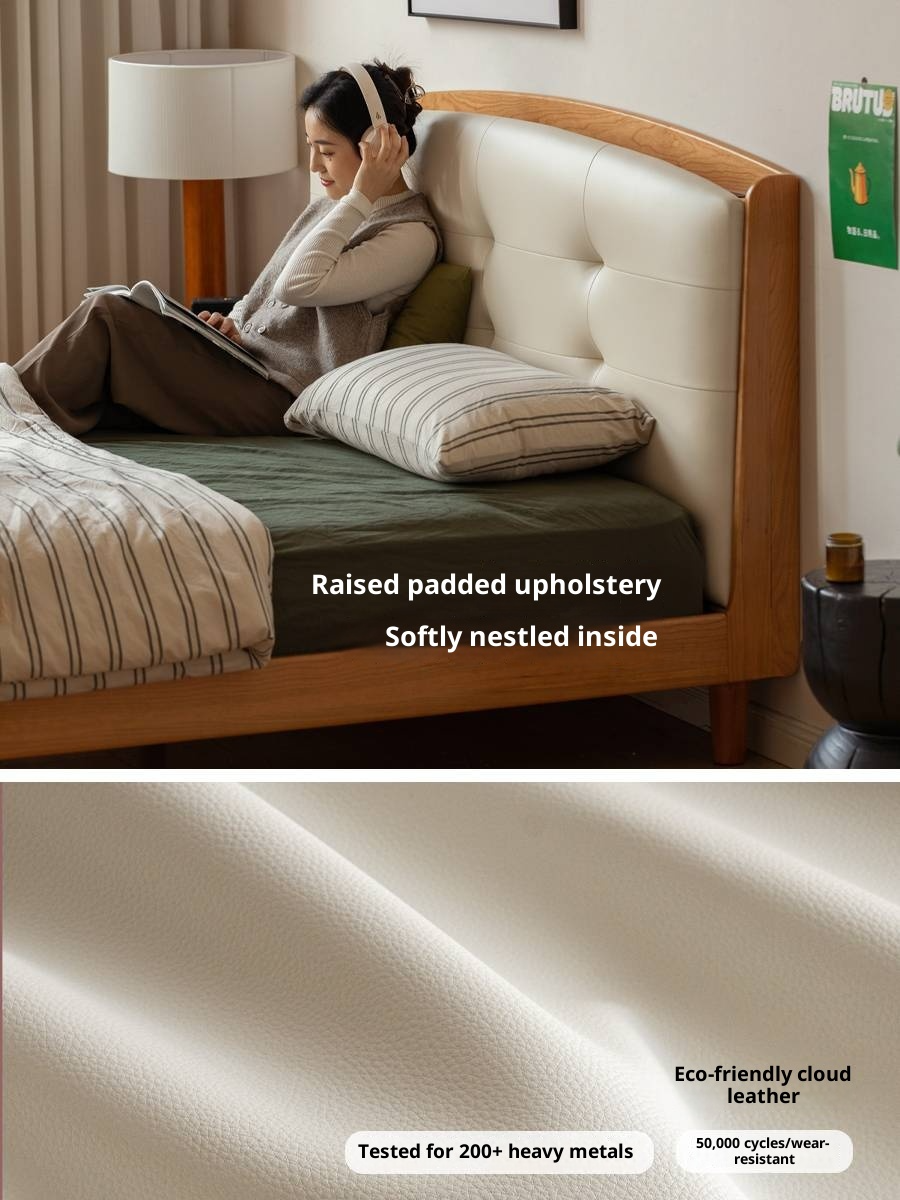 Cherry, Pine, Beech Solid Wood Bed Retro Vintage