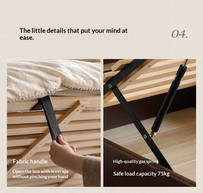 Poplar Solid Wood Box Bed — American Style Vintage with Soft Backrest