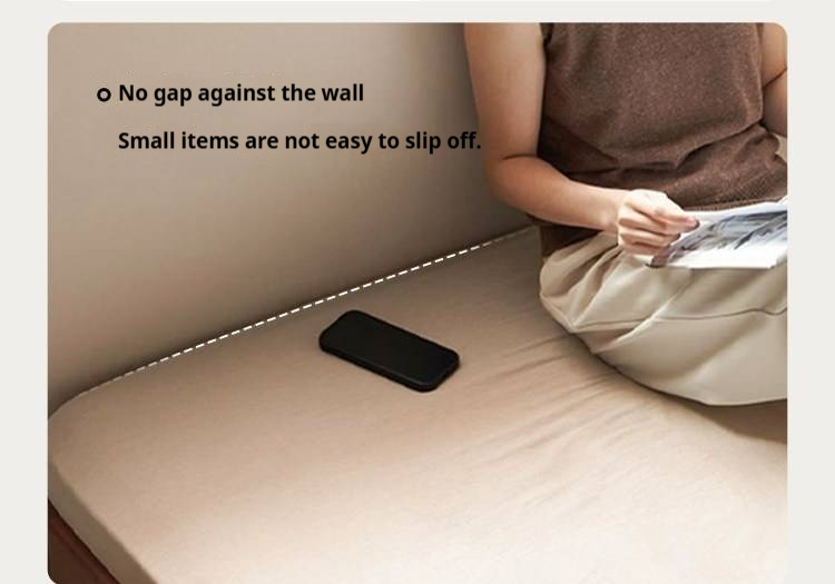 Poplar Solid Wood Bed — Vintage Style with Soft Backrest, Genuine Leather and Edge Finish