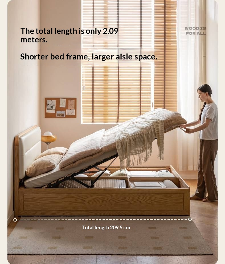 Oak, Rubberwood Solid Wood Bed — Modern Minimalist Box Bed