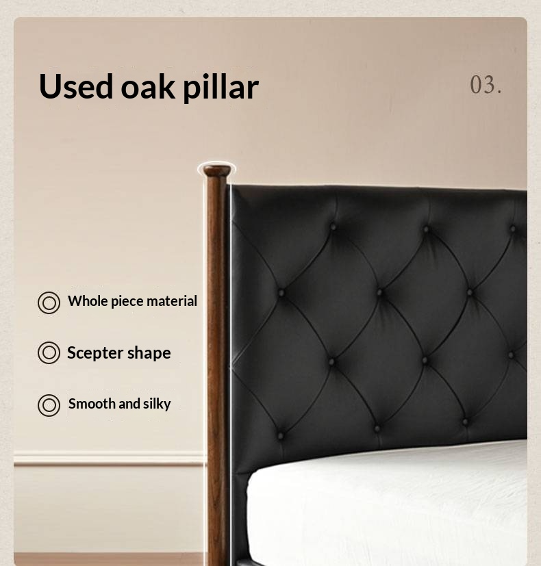 Genuine Leather Luxury Upholstered Bed American Style
