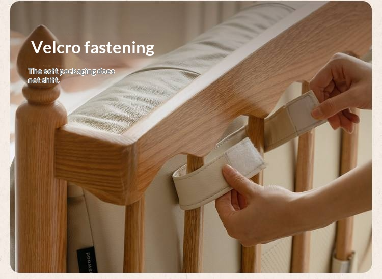 Oak Solid Wood Bed — Modern Minimalist with Genuine Leather and Soft Headboard