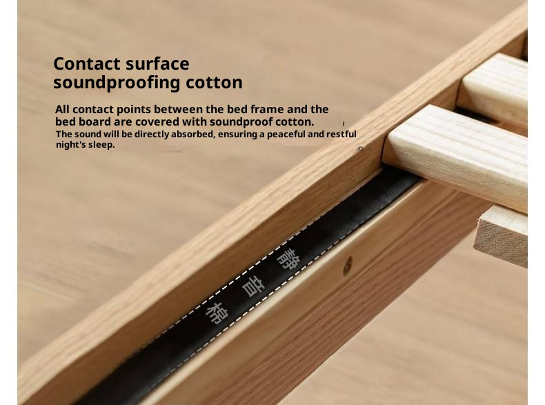 Ash Solid Wood Large Slab Bed Modern Minimalist