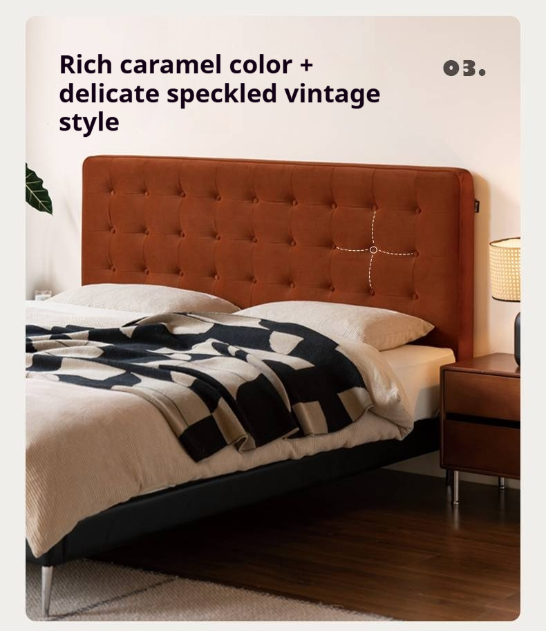 Fabric Velvet Soft Bed Bauhaus Vintage Style