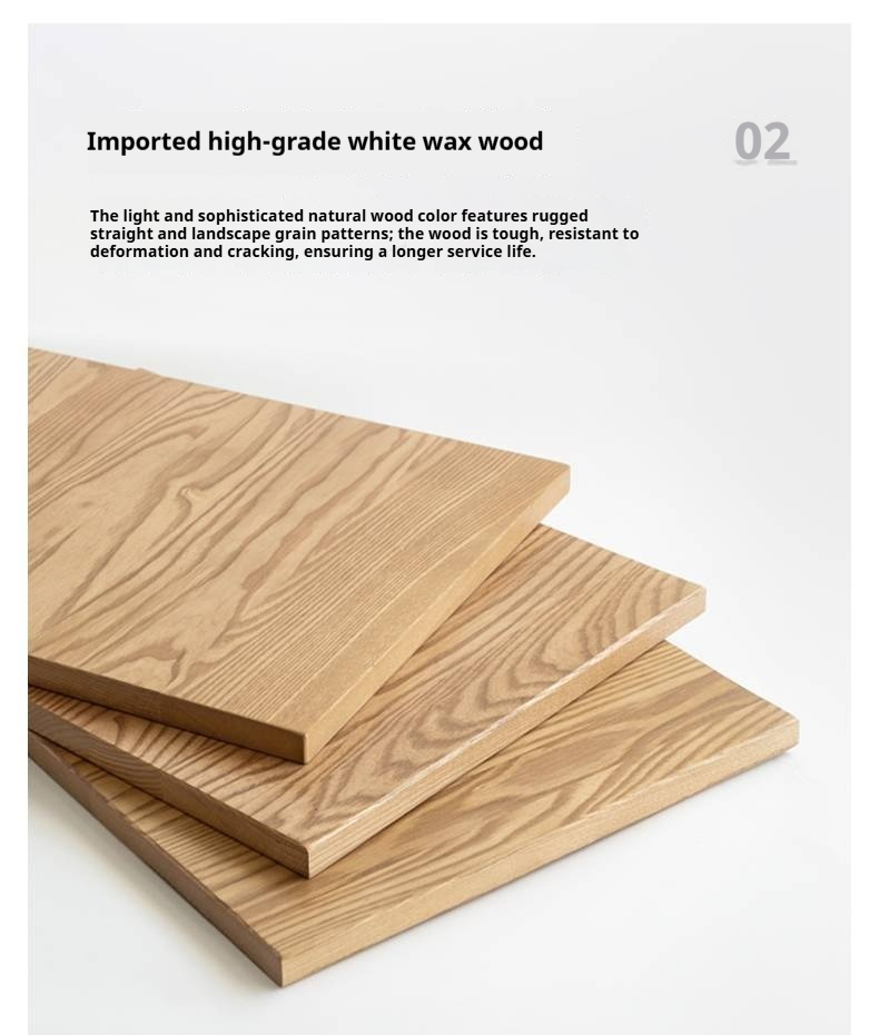 Ash Solid Wood Large Slab Bed Modern Minimalist