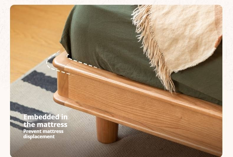 Cherry, Pine, Beech Solid Wood Bed Retro Vintage