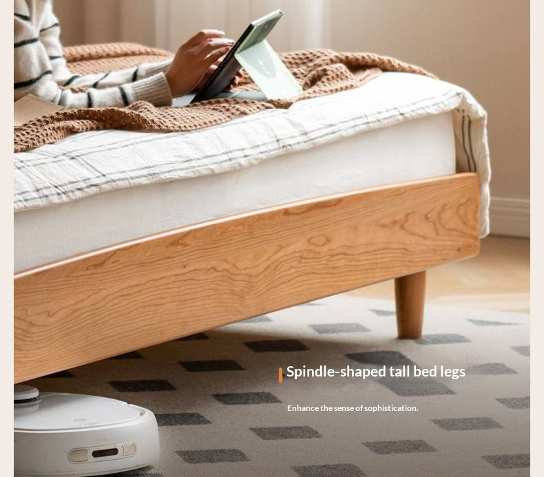 Cherry Solid Wood Bed — Simple Vintage Harp Style Bed