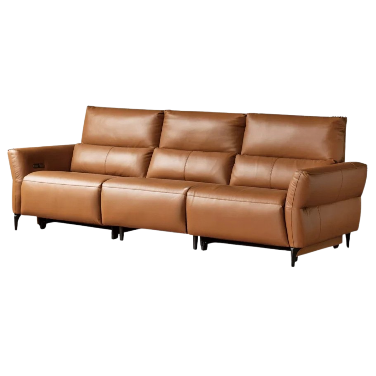 Genuine Leather Power Reclining Sofa with High Back, Single or Dual Power Recliners & USB Charging