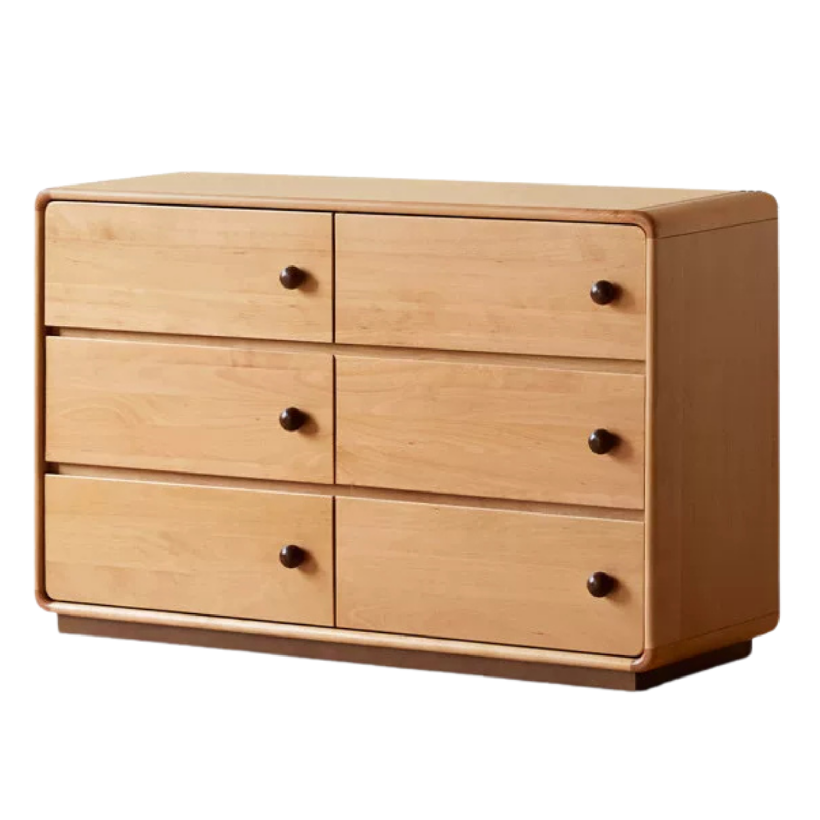 Solid Rubberwood Dresser with Attached Vanity Desk Extension