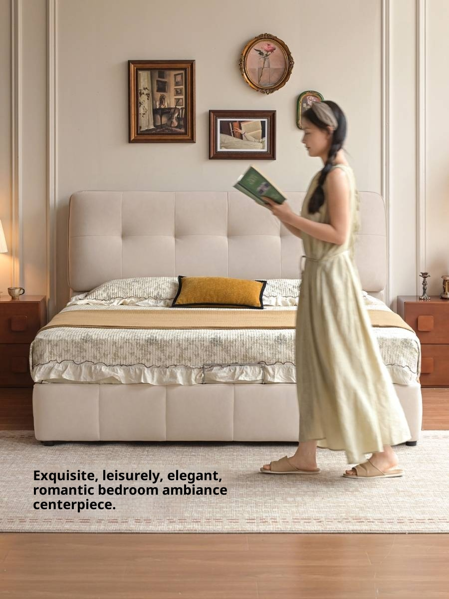 Fabric Puff Cat Scratch Bed, French Cream Style