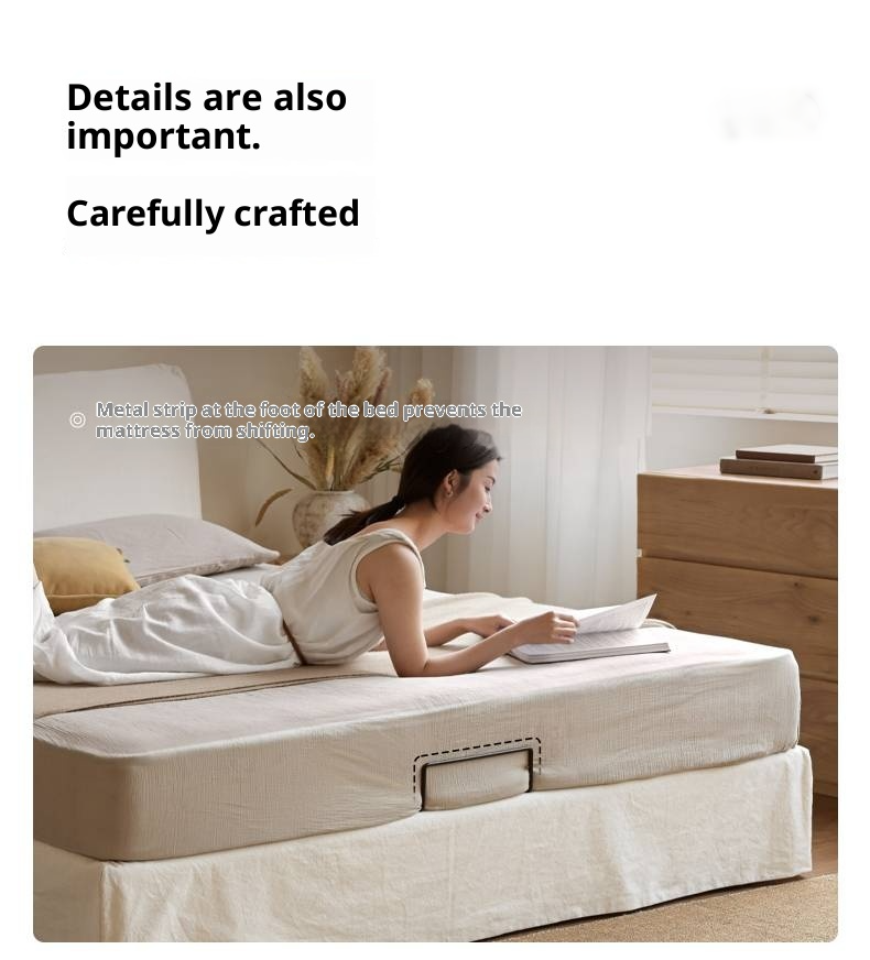 Fabric White Cotton Linen Edge Bed Wabi-sabi Style