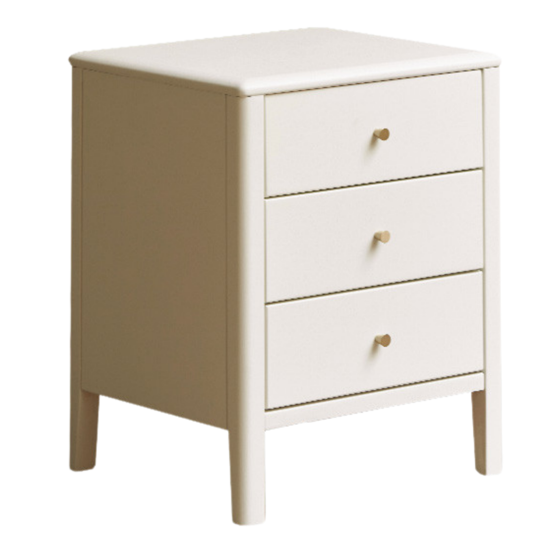 Oak Solid Wood, Solid RubberWood Nightstand Cream Style)
