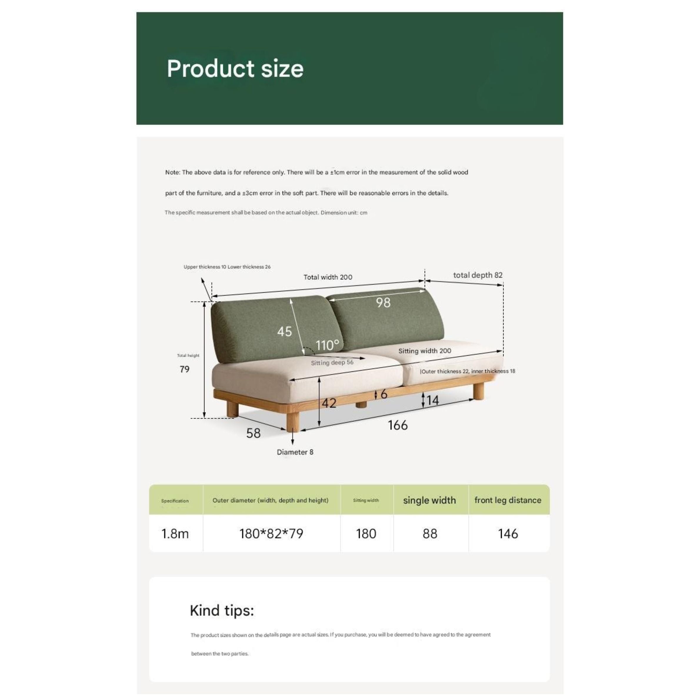Oak Solid Wood Sofa Imitation Cotton and Linen