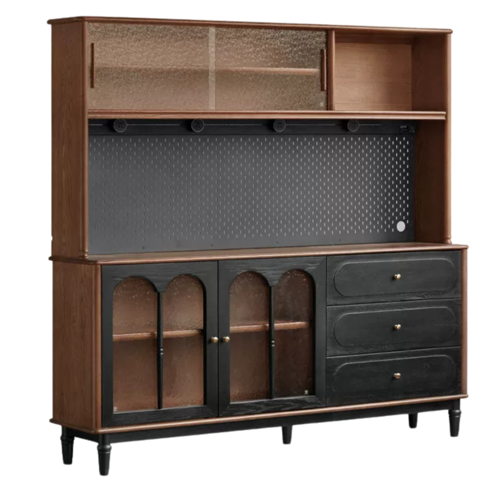 Ash Solid Wood Sideboard with American Retro Style and Storage Cabinet