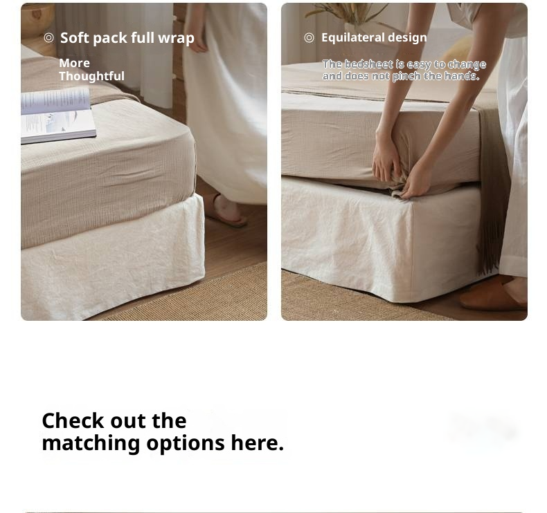 Fabric White Cotton Linen Edge Bed Wabi-sabi Style