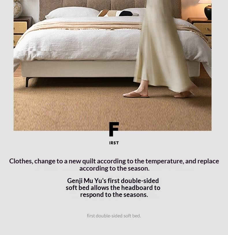 Genuine Leather Italian Light Luxury White Soft Headboard Bed