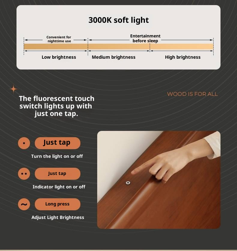 Poplar Solid Wood Suspended Luminous Box Bed