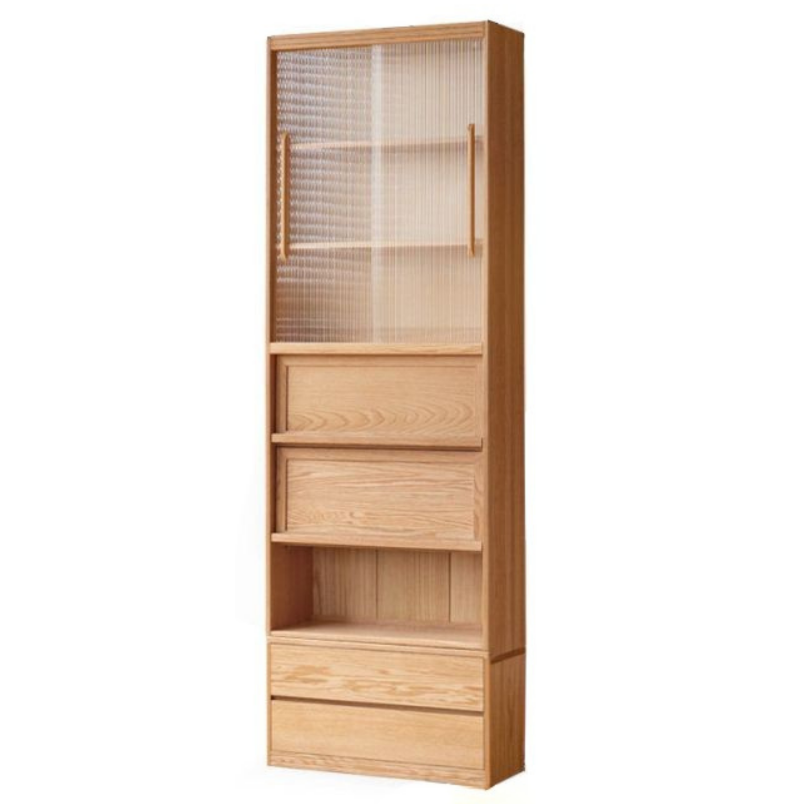 Oak, Ash Solid Wood Wall-Mounted Bookcase with Simple Storage Design