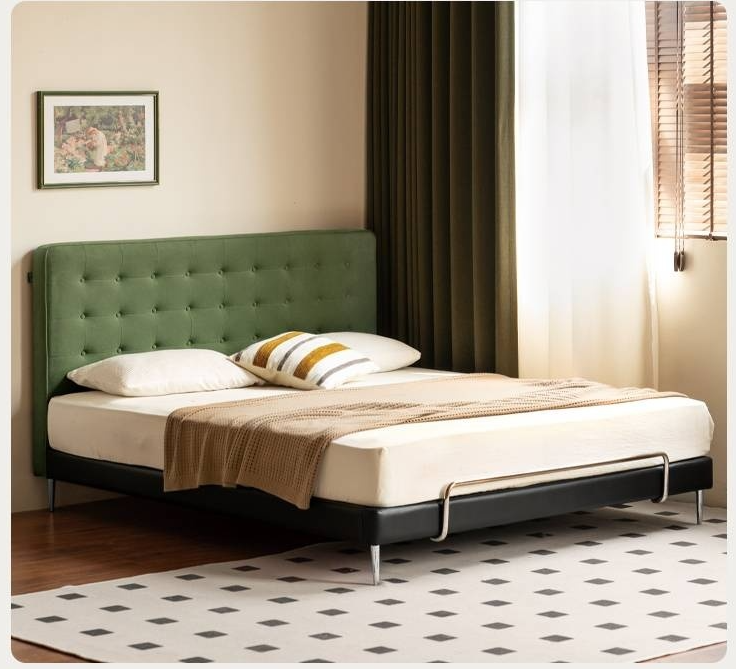 Fabric Velvet Soft Bed Bauhaus Vintage Style